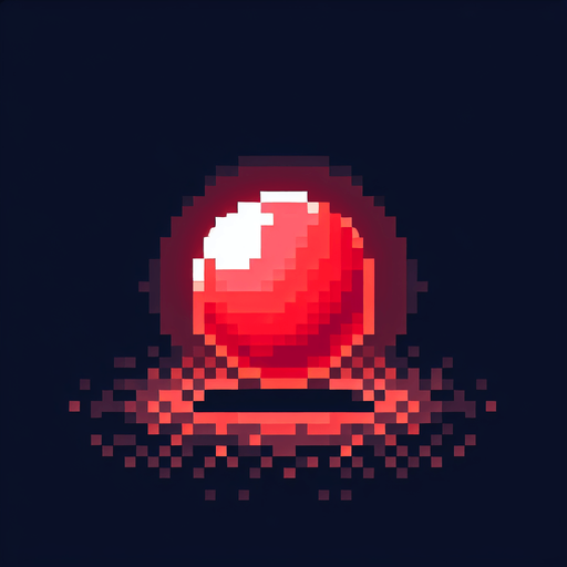 pixel art of a red orb.
Single Game Texture. In-Game asset. 2d. Blank background. High contrast. No shadows.