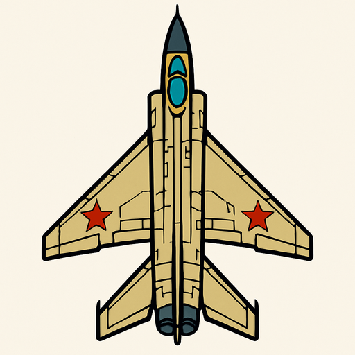 A Su-15 Flagon heavy Interceptor aircraft..
In-Game asset.  2d.  High contrast.  No shadows. Top down view