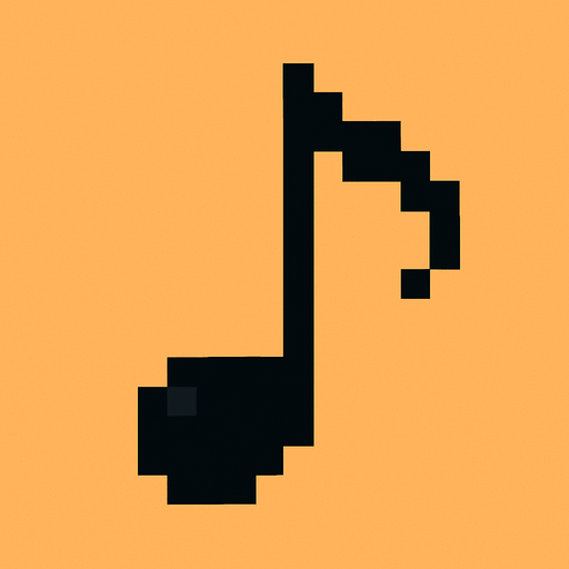 Onaltılık nota 2d pixel art.
In-Game asset.  2d.  High contrast.  No shadows