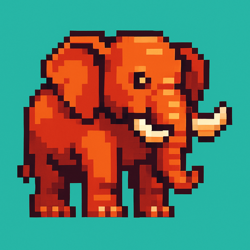 elephant pixel.
In-Game asset.  2d.  High contrast.  No shadows