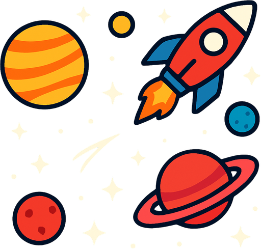 araka plan olarak uzay teması olsun.
In-Game asset.  2d.  High contrast.  No shadows