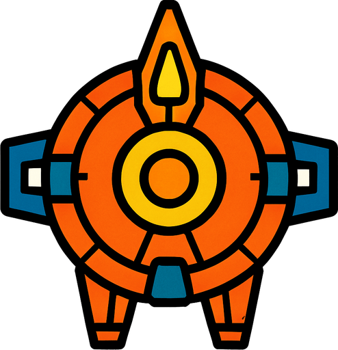 circle shape starship.
In-Game asset.  2d.  High contrast.  No shadows