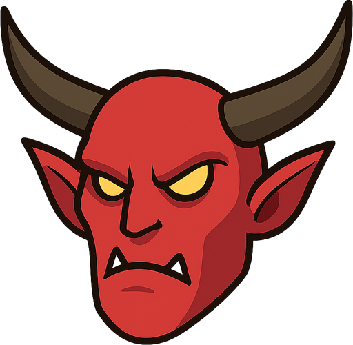 DEMON. No background. Transparent background. Blank background. No shadows. 2d. In-Game asset. flat