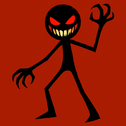 scary stickman.
In-Game asset.  2d.  High contrast.  No shadows