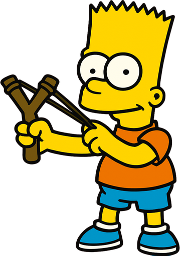 Bart holding a slingshot.
In-Game asset.  2d.  High contrast.  No shadows