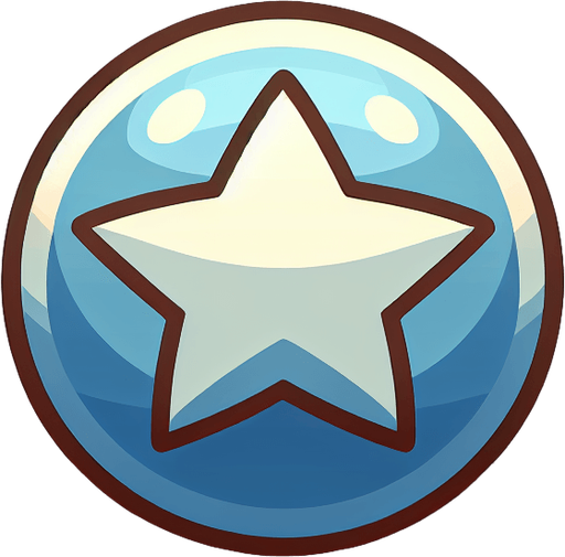 Una estrella redondita.
Single Game Texture.  In-Game asset.  2d.  Blank background.  High contrast.  No shadows