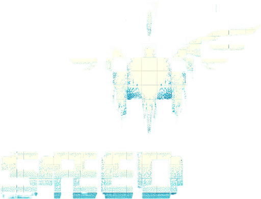 frosty text saying (SPEED UP).wings on the edges. pixelated. 8 bit. Single Game Texture. In-Game asset. 2d. Blank background. High contrast. No shadows.