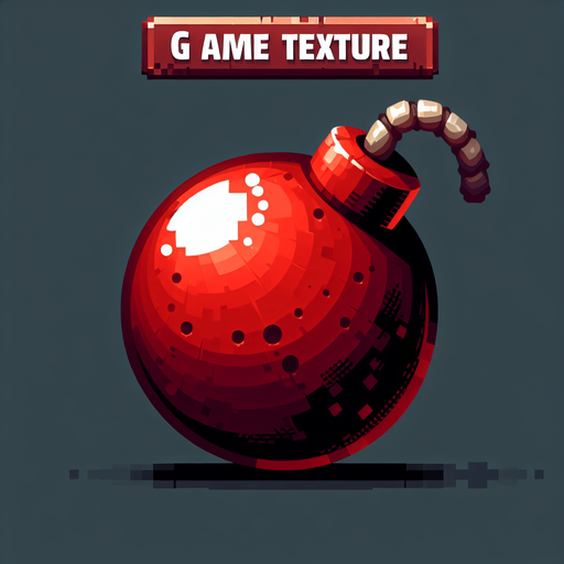 red bomb.
Single Game Texture. In-Game asset. 2d. Blank background. High contrast. No shadows.
