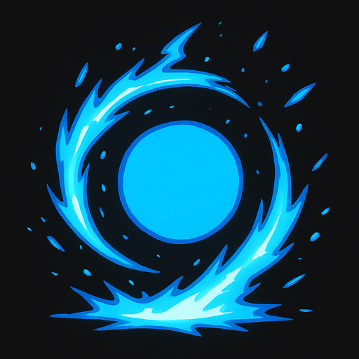 Blue circle magic attack.
In-Game asset.  2d.  High contrast.  No shadows