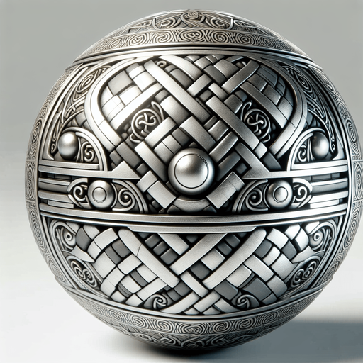 silver milenium ancient ball pattern.
Single Game Texture.  In-Game asset.  2d.  Blank background.  High contrast.  No shadows