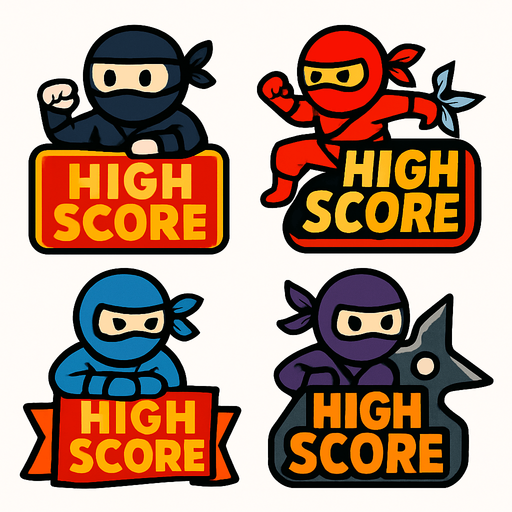 Pack of different ninja High score buttons
In-Game asset.  2d.  High contrast.  No shadows