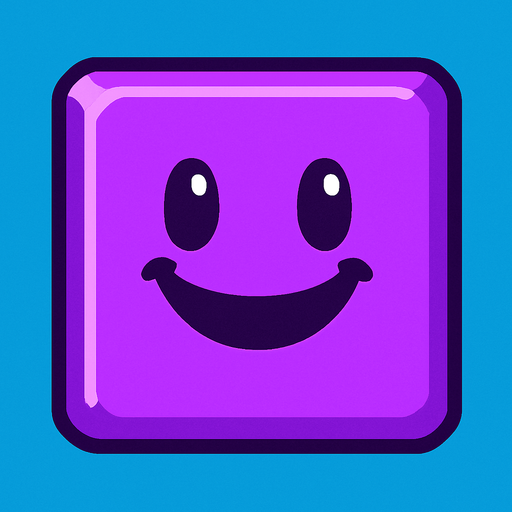 Happy purple block.
In-Game asset.  2d.  High contrast.  No shadows