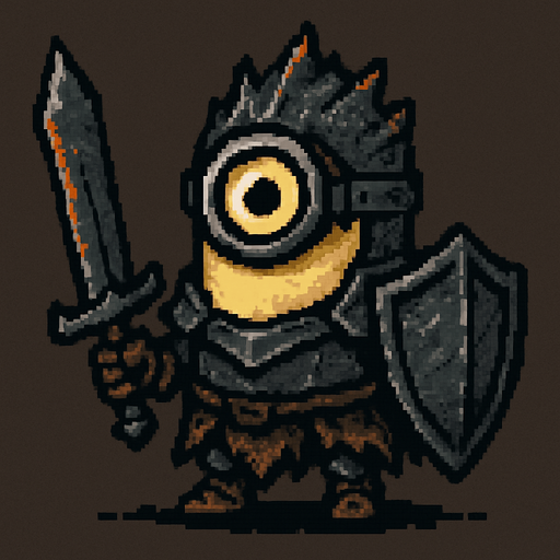 İnfinity Minion character dark souls style 2d pixel art.
In-Game asset.  2d.  High contrast.  No shadows