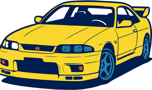 a nissan skyline gtr33.
In-Game asset.  2d.  High contrast.  No shadows
