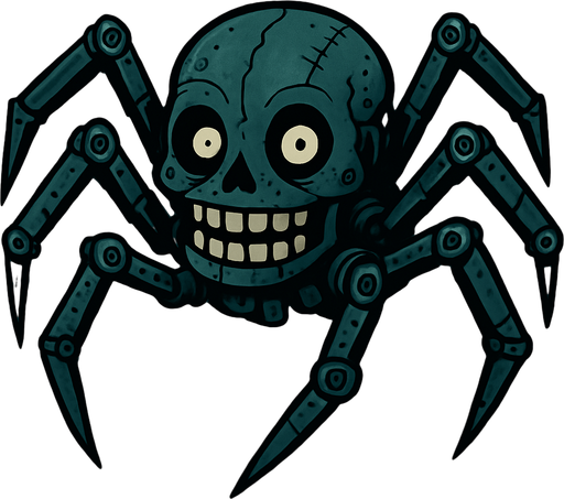 creepy animatronic spider.
In-Game asset.  2d.  High contrast.  No shadows