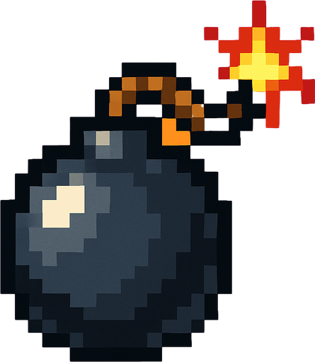 pixelart bomb.
In-Game asset.  2d.  High contrast.  No shadows