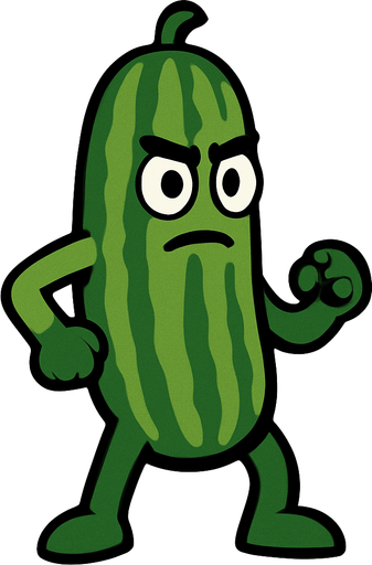 cucumber human.
In-Game asset.  2d.  High contrast.  No shadows