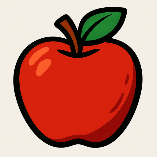 red apple.
In-Game asset.  2d.  High contrast.  No shadows
