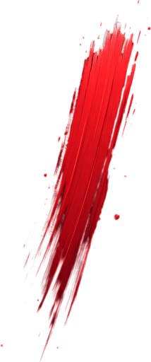 Long red paint smudge on black background.
Single Game Texture. In-Game asset. 2d. Blank background. High contrast. No shadows.