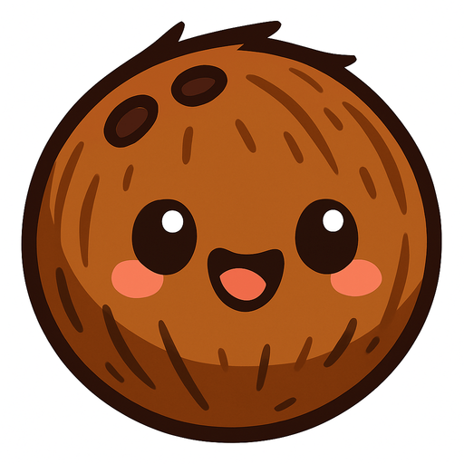 Coconut with cute face.
In-Game asset.  2d.  High contrast.  No shadows