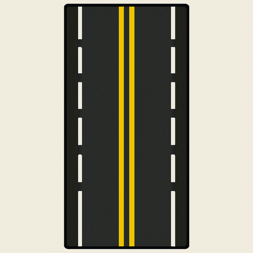 road çif şeritli düz yol.
In-Game asset.  2d.  High contrast.  No shadows