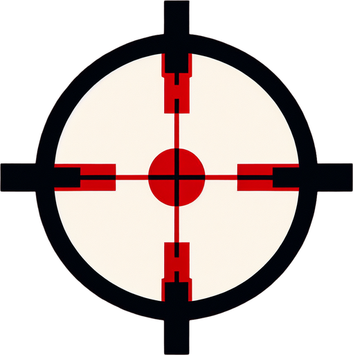 red crosshair Single Game Texture. In-Game asset. 2d. Blank background. High contrast. No shadows.
