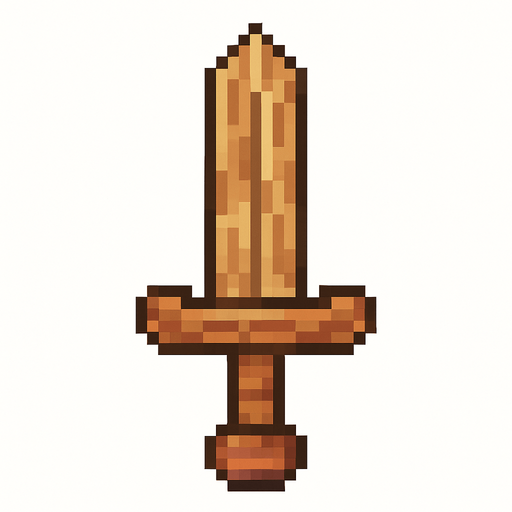 espada de madera pixart.
In-Game asset.  2d.  High contrast.  No shadows