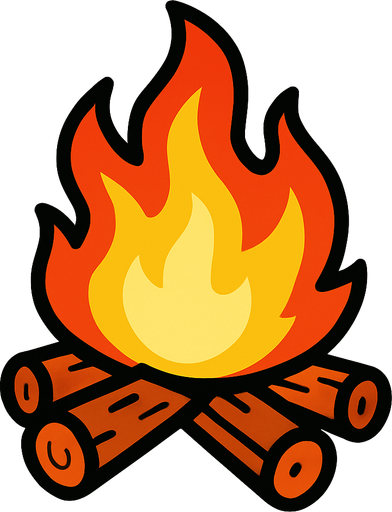 un fuego.
In-Game asset.  2d.  High contrast.  No shadows. un fuego. un fuego