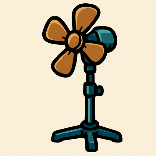 Fan on a stand facing right no guard.
In-Game asset.  2d.  High contrast.  No shadows
