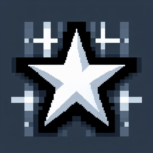 white star, no background, pixelart
Single Game Texture. In-Game asset. 2d. Blank background. High contrast. No shadows.
