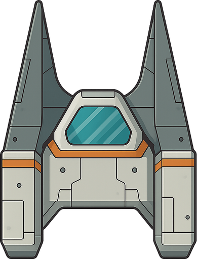 a spaceship. No background. Transparent background. Blank background. No shadows. 2d. In-Game asset. flat