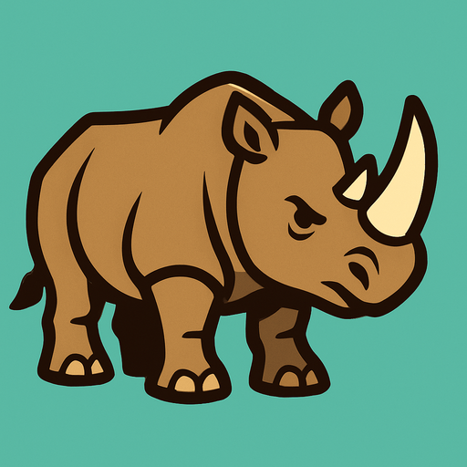 Rhino.
In-Game asset.  2d.  High contrast.  No shadows
