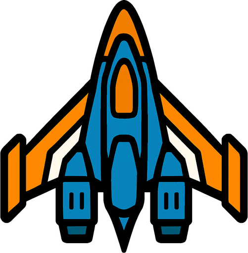 player space ship.
In-Game asset.  2d.  High contrast.  No shadows