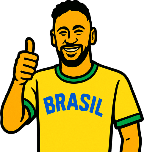 brasil tshirt neymar is making thumbsup.
In-Game asset.  2d.  High contrast.  No shadows
