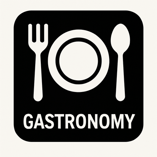 Minimalist icon of gastronomy.
In-Game asset.  2d.  High contrast.  No shadows