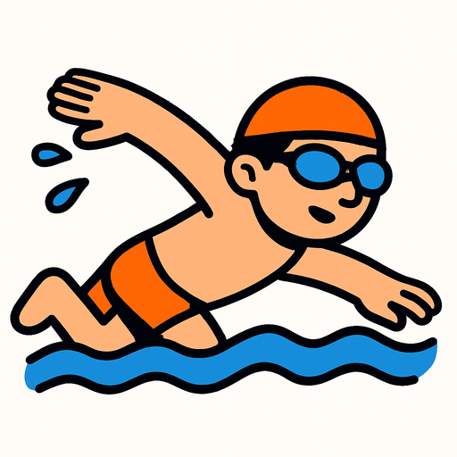 make a animated guy swimming.
In-Game asset.  2d.  High contrast.  No shadows