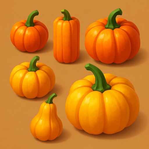 Pack of different pumpkin, painted 3D pumpkin, without black lines around it!
In-Game asset.  High contrast.  No shadows. 3D