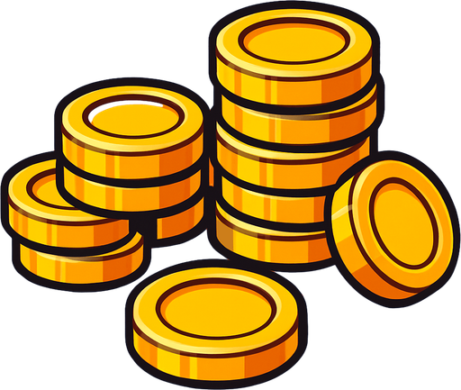Gold coins.
In-Game asset.  2d.  High contrast.  No shadows