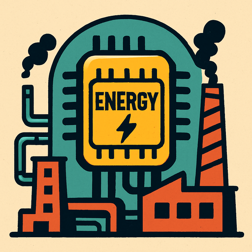 chip de energia gigante es el nucleo de una central electrica.
In-Game asset.  2d.  High contrast.  No shadows