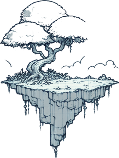 floating land world imagination green colors not pixels no text in the image.
Single Game Texture. In-Game asset. 2d. Blank background. High contrast. No shadows.