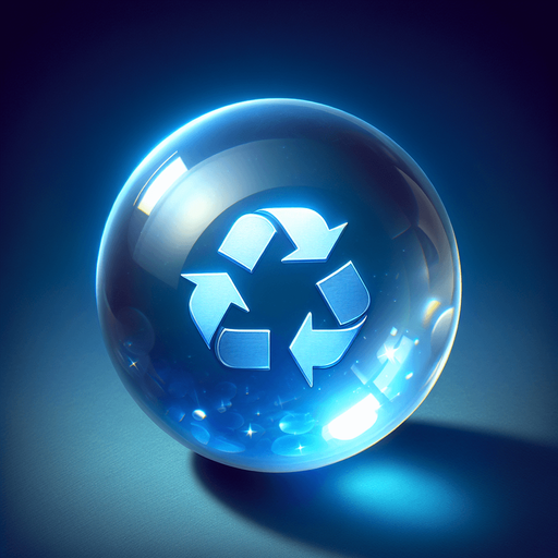 a bonus crystal ball with the recycle symbol.
Single Game Texture. In-Game asset. 2d. Blank background. High contrast. No shadows.