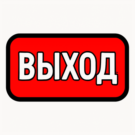 ВЫХОД BUTTON.
In-Game asset.  2d.  High contrast.  No shadows