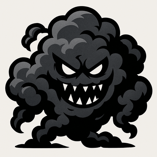 evil black gray cloud monster.
In-Game asset.  2d.  High contrast.  No shadows