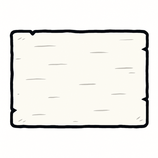 horizontal papel blanco.
In-Game asset.  2d.  High contrast.  No shadows