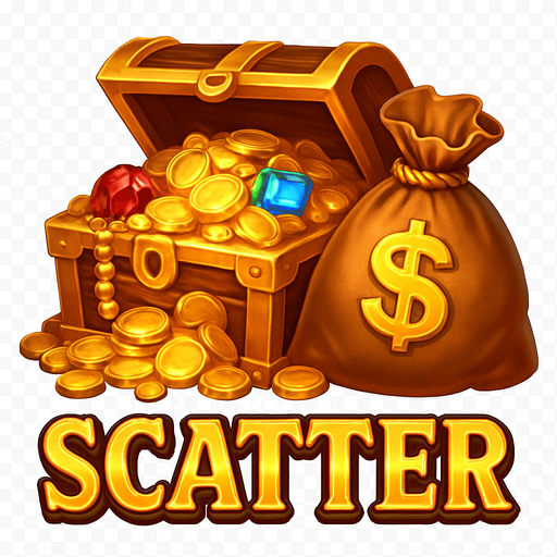 Crea un asset para el símbolo 'S' (Scatter) de Megaways: un Cofre del Tesoro o Bolsa de Dinero.
Un cofre del tesoro abierto, desbordando monedas de oro y joyas, o una bolsa de dinero con el signo '$'. Debe ser visualmente atractivo y sugerir una recompensa. Colores dorados, marrones y brillantes. Estilo de casino de aventura. Fondo transparente. Símbolo de bonificación.
In-Game asset.  2d.  High contrast.  No shadows