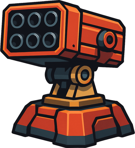 Rocket launcher turret.
In-Game asset.  2d.  High contrast.  No shadows