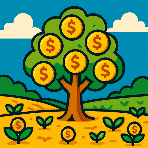field with money tree.
In-Game asset.  2d.  High contrast.  No shadows