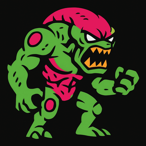 Savage alien strong 2d game.
In-Game asset.  2d.  High contrast.  No shadows