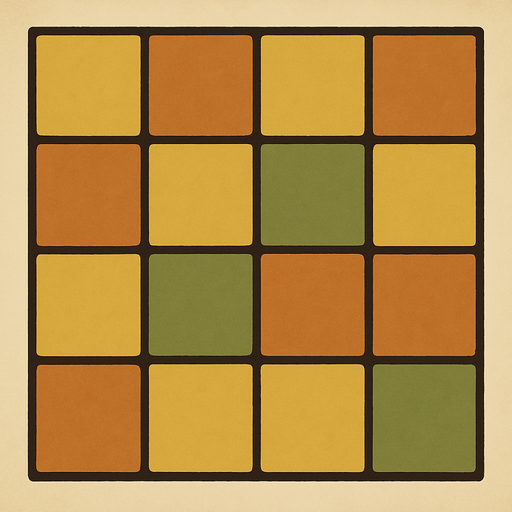 A 4x5 grid in professor Layton game  style.
In-Game asset.  2d.  High contrast.  No shadows