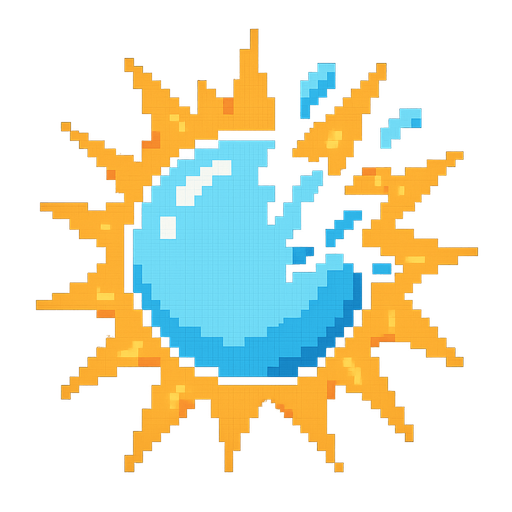 A bubble popping, pixel style, retro.
In-Game asset.  2d.  High contrast.  No shadows